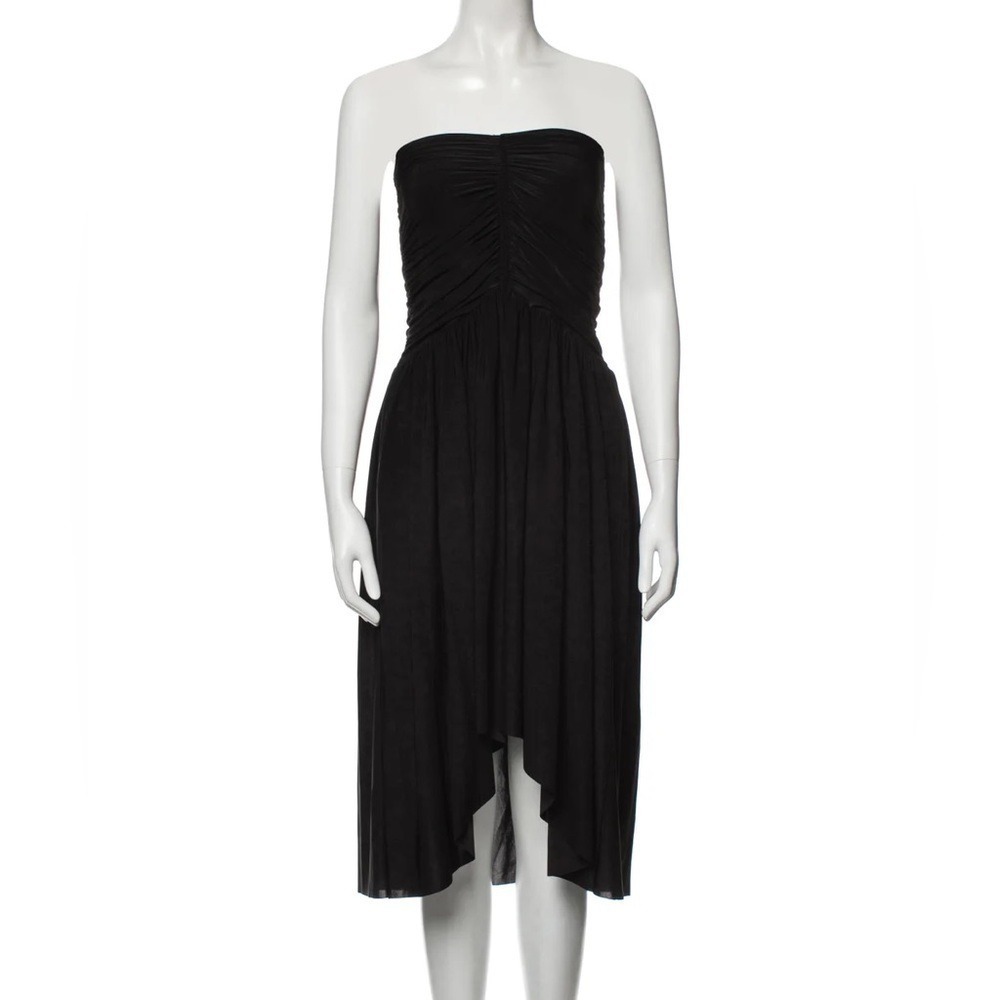 Misa Los Angeles Womens Size L‎ Black Strapless Ruched Knee Length Dress LBD